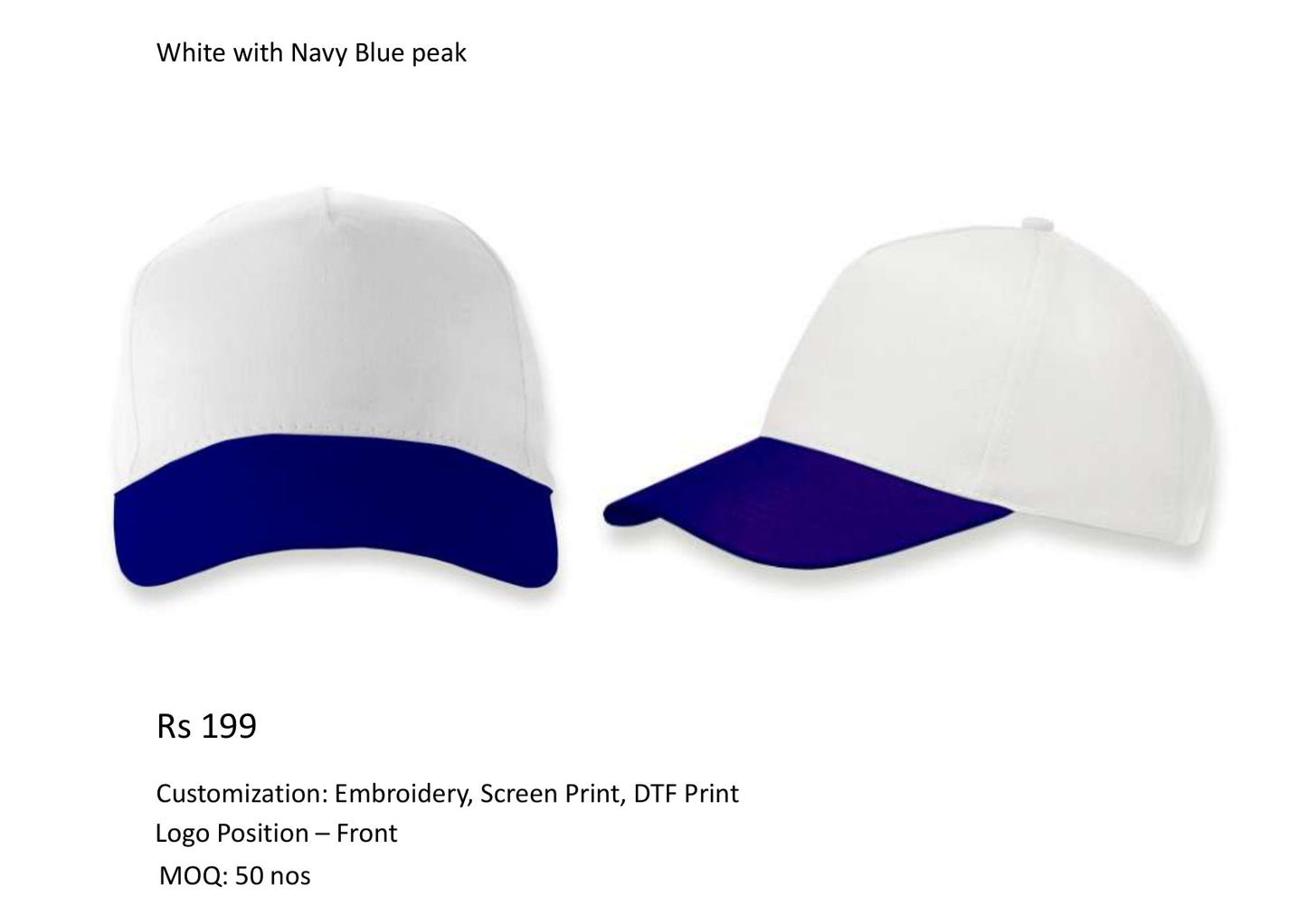 White with Navy Blue