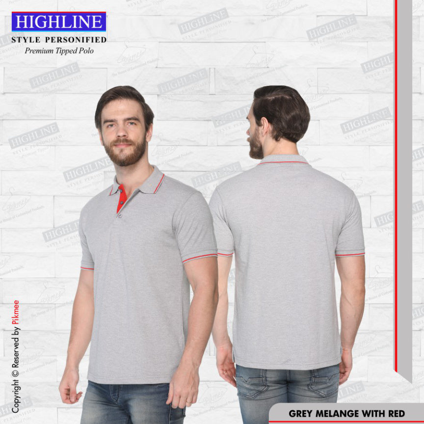 Grey Melange with Red
