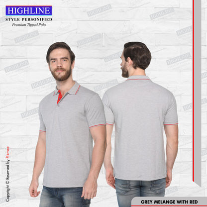 Grey Melange with Red