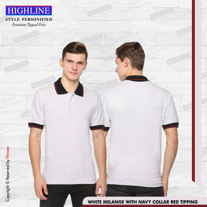 White Melange with Navy Collar Red Tipping