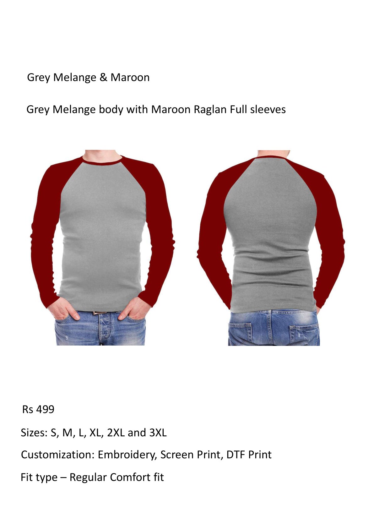 Grey Melange & Maroon