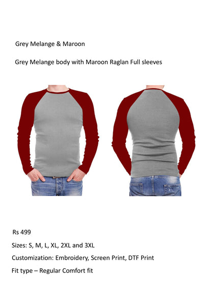 Grey Melange & Maroon