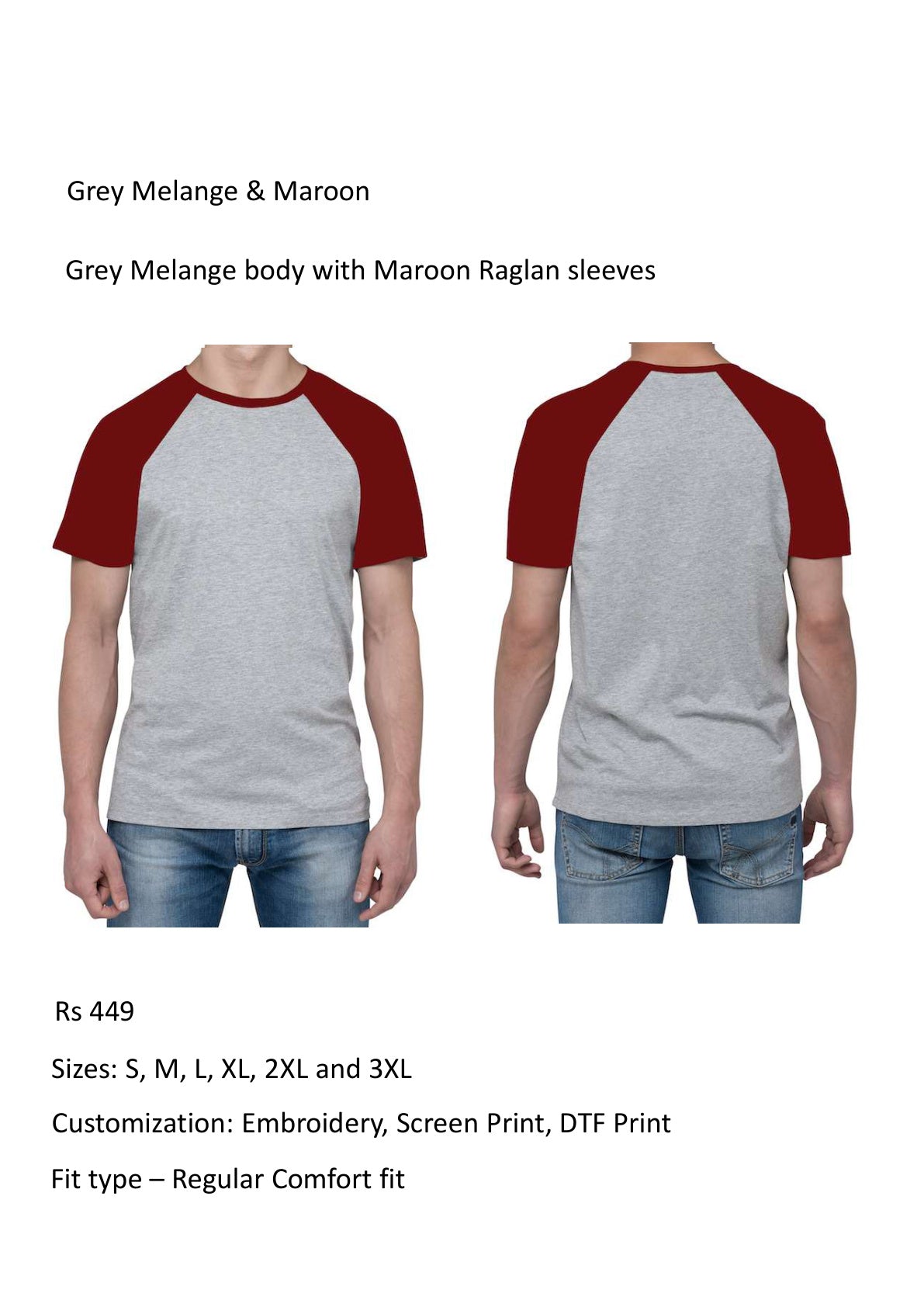 Grey Melange & Maroon