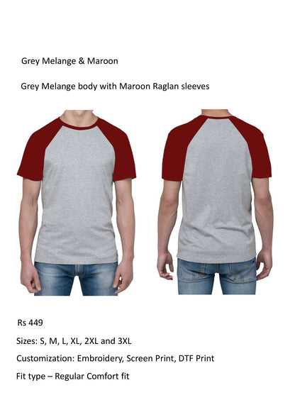 Grey Melange & Maroon