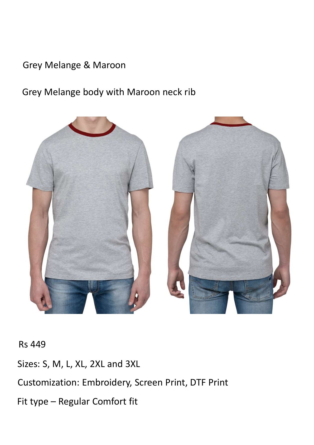 Grey Melange & Maroon