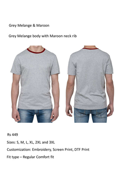 Grey Melange & Maroon