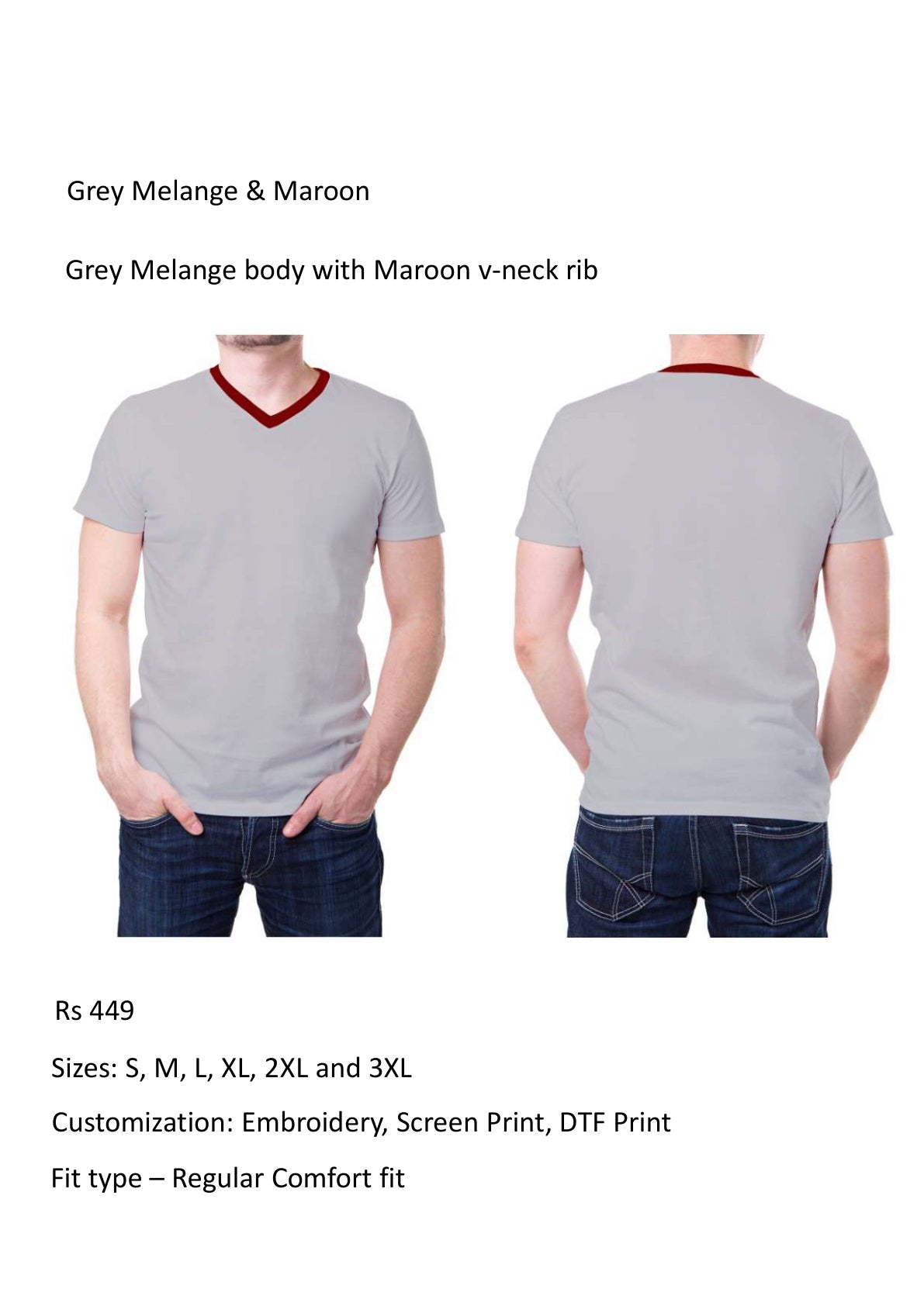 Grey Melange & Maroon