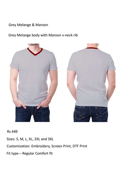 Grey Melange & Maroon