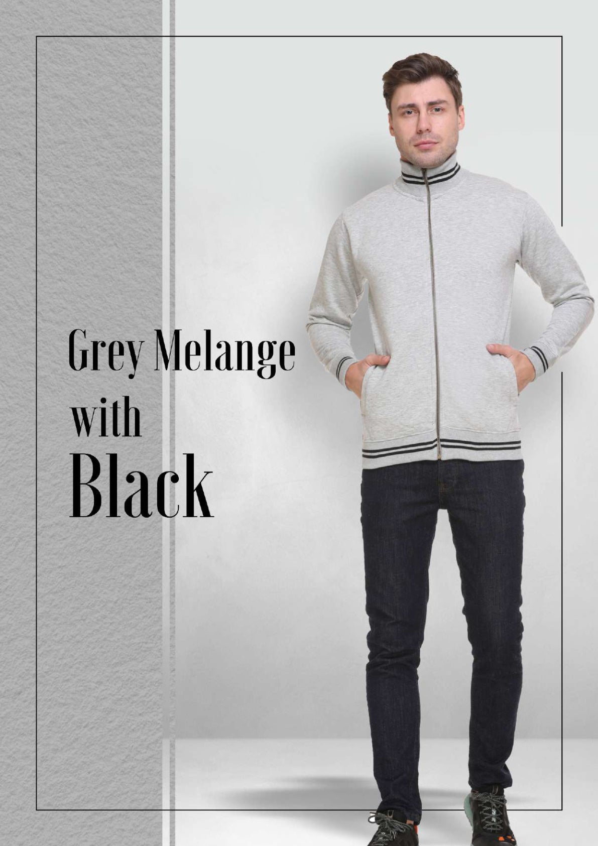 Grey Melange with Black